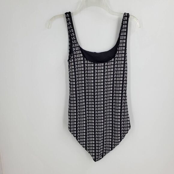 ZARA women's M black with alphabet onesie bodysuit - Picture 2 of 3